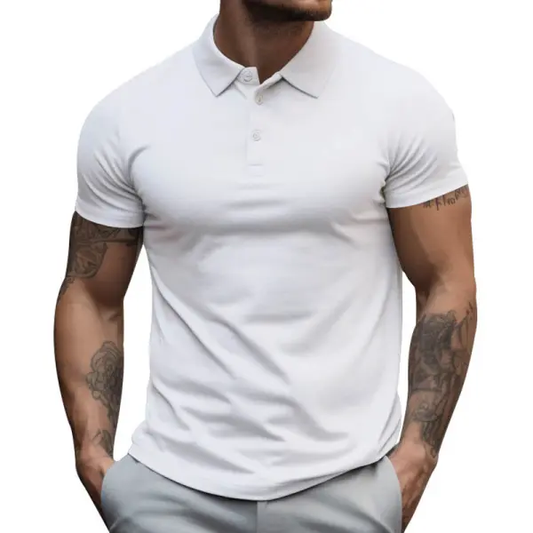 Men's Solid Polo Neck Casual T-Shirt - Ootdcowboys.com 