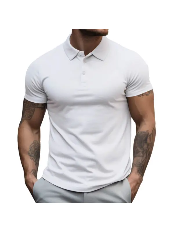 Men's Solid Polo Neck Casual T-Shirt - Anrider.com 