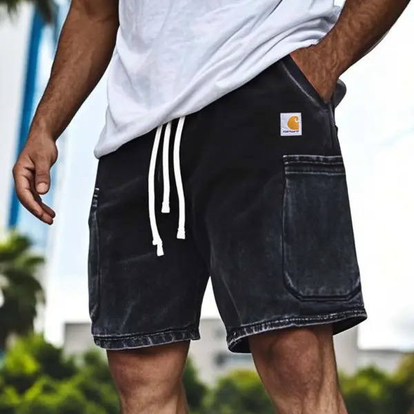 Men's Vintage Washed Distressed Denim Pocket Casual Walkshort Workwear Cargo Shorts - Ootdcowboys.com 