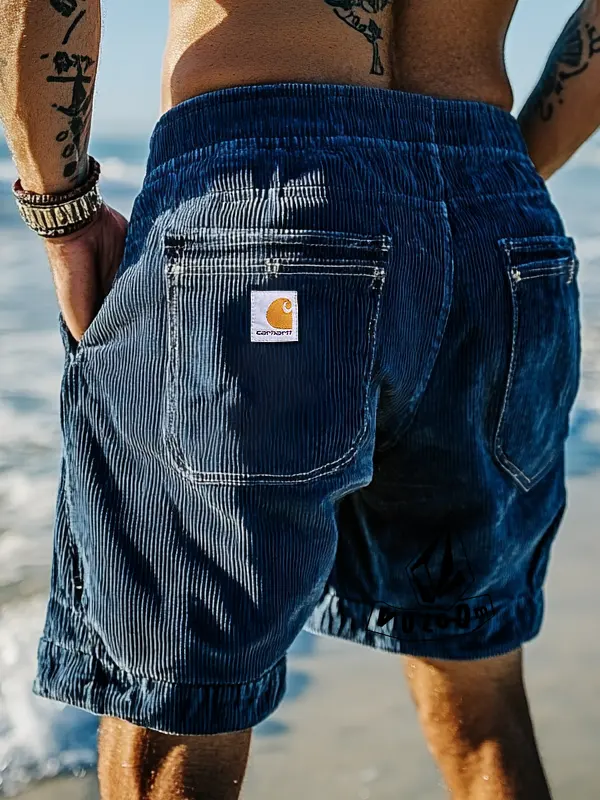 Men's Casual Corduroy Shorts With Stylish Back Pocket Design - Menbarn.com 