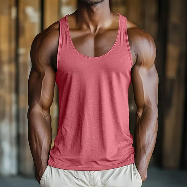 Men's Solid Color Fashion Classic Street Casual Sports Tank Top - Jumbochic.com 