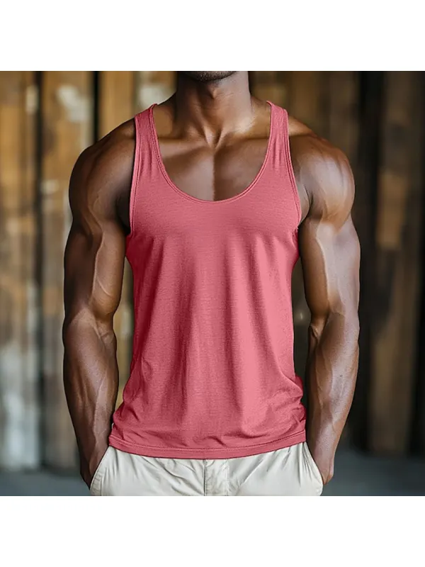 Men's Solid Color Fashion Classic Street Casual Sports Tank Top - Ootdmw.com 
