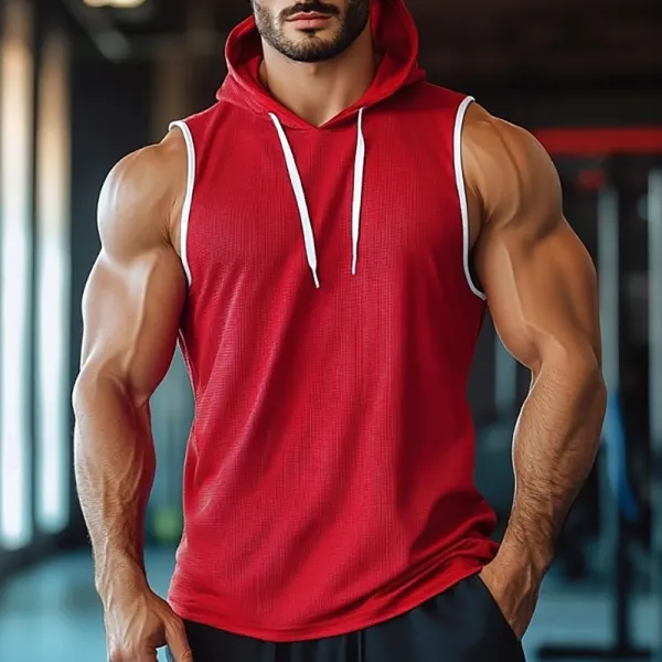 Men's Solid Color Fashion Sports Classic Hooded Street Casual Tank Top - Mobivivi.com 
