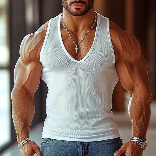 Men's Solid Color Fashion Classic Street Casual Tank Top - Mobivivi.com 
