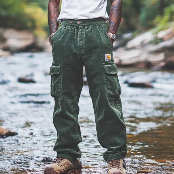 Men's Mid Spring Green Cargo Pants With Multi-Pockets For Outdoor Adventures - Ootdyouth.com 