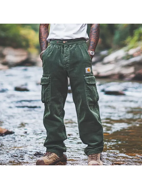 Men's Mid Spring Green Cargo Pants With Multi-Pockets For Outdoor Adventures - Ootdmw.com 