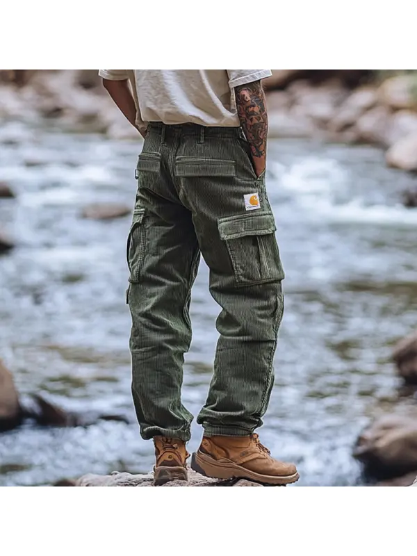 Men's Deep Sea Green Cargo Pants With Multi-Pockets For Outdoor Adventures - Ootdmw.com 