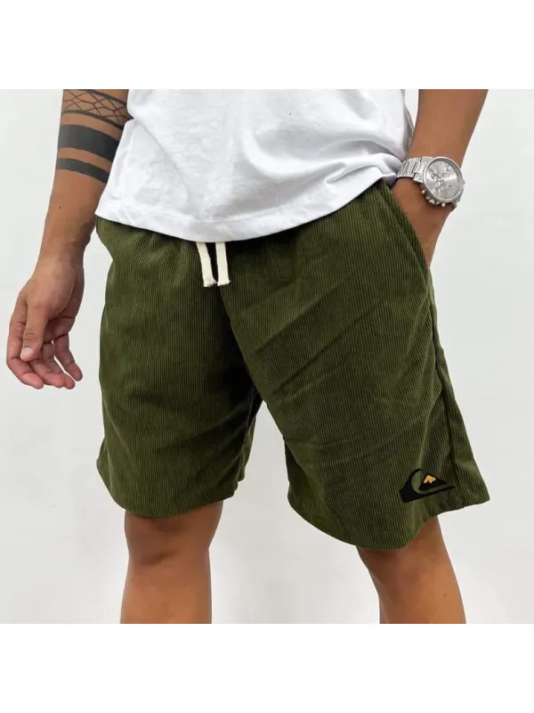 Men's Retro Casual Printed Corduroy Shorts - Ootdmw.com 