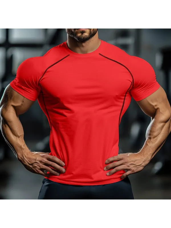 Men's Moisture Wicking Short-sleeved Sports Lightweight Fitness Round Neck T-shirt - Wearmw.chimpone.com 