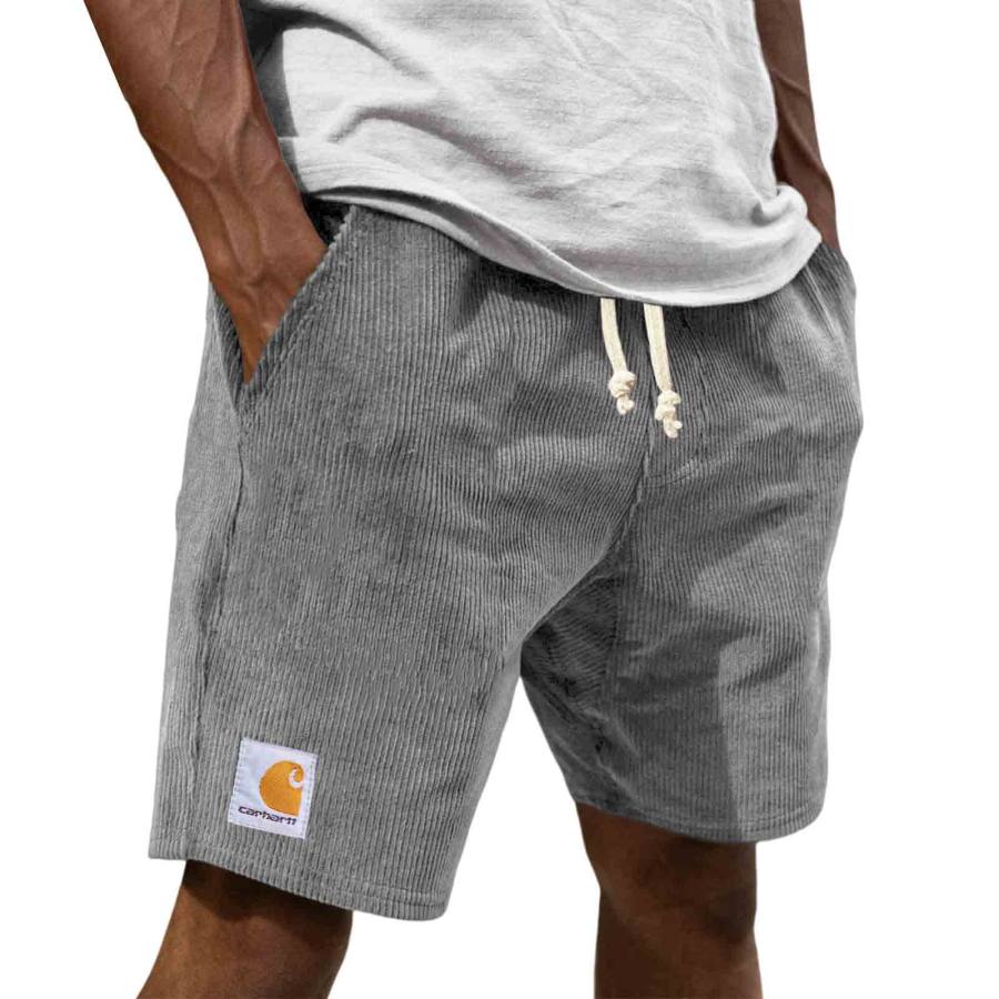 

Men's Cord Shorts Corduroy Vintage Elastic Drawstring Surf Walkshort