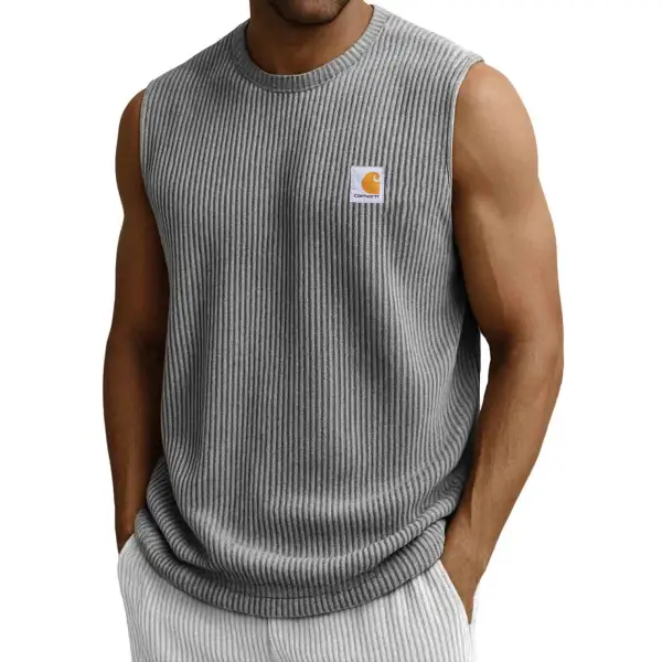 Men's Vintage Vertical Stripe Crew Neck Sleeveless Tank Top - Wayrates.chimpone.com 