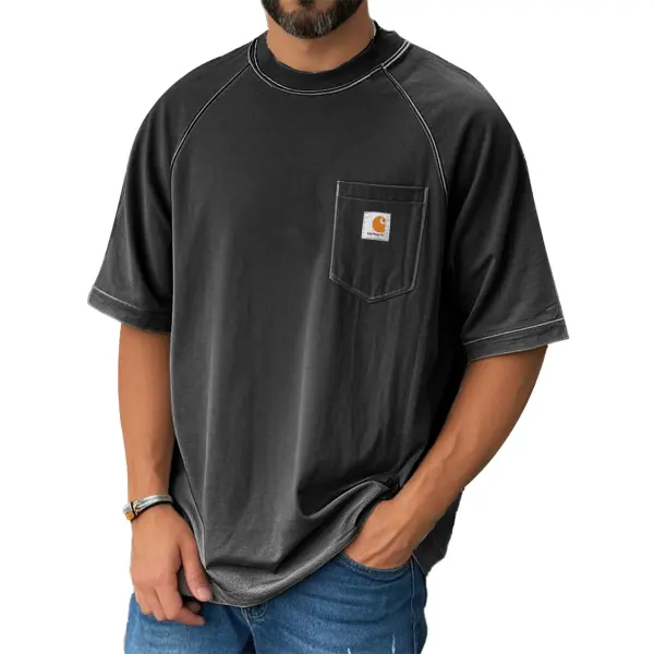 Men's Fashion Casual Raglan Pocket Short Sleeve T-Shirt - Spiretime.com 