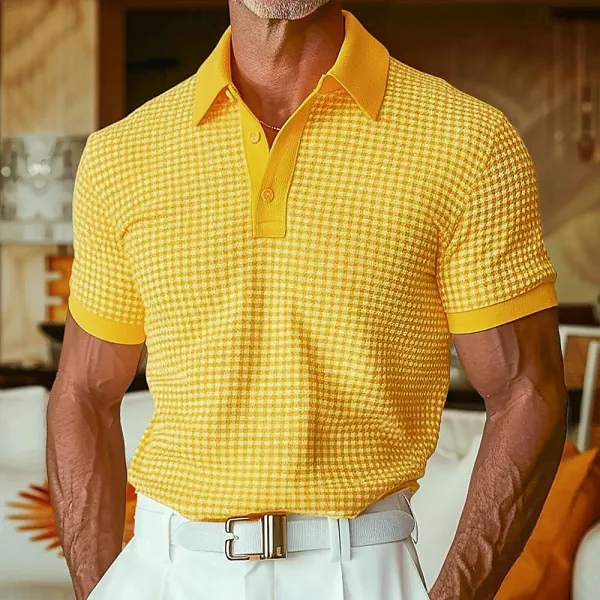 Men's Casual Fashion Holiday Waffle Polo Shirt - Rabclub.com 