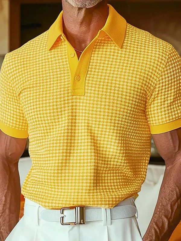 Men's Casual Fashion Holiday Waffle Polo Shirt - Rapidgar.com 