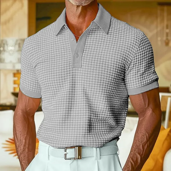 Men's Casual Fashion Holiday Waffle Polo Shirt - Spiretime.com 