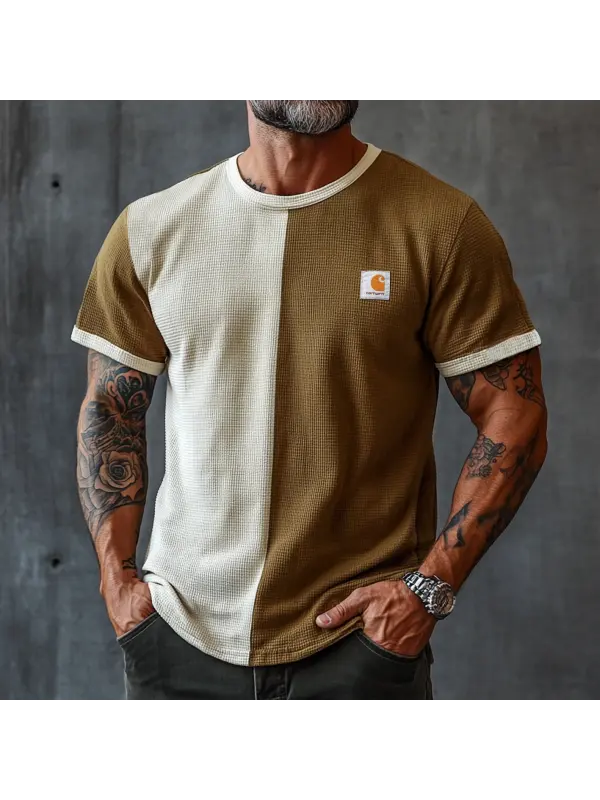 Men's Vintage Waffle Fabric Knit Black Mesh T-Shirt - Perfect For Summer Outdoors - Anrider.com 