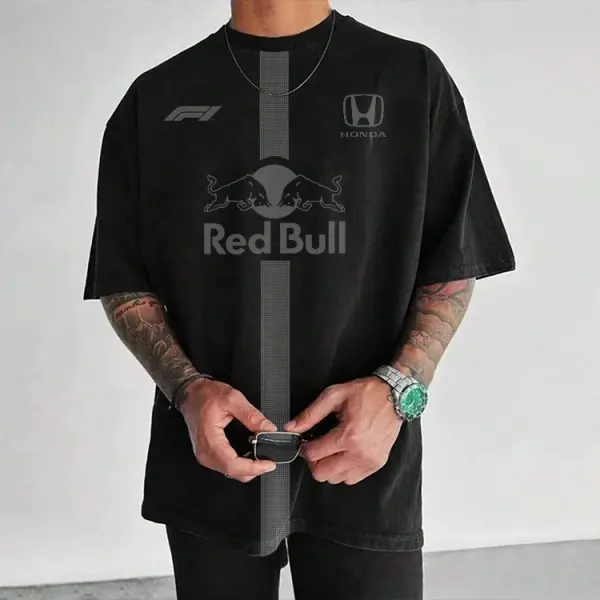 Men's Racing T-Shirt Oversized Top Black - Spiretime.com 