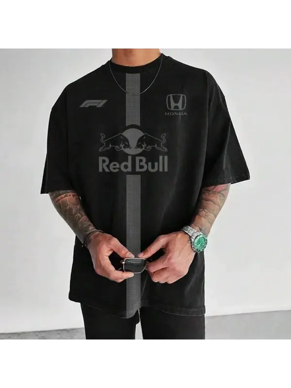 Men's Racing T-Shirt Oversized Top Black - Ootdmw.com 
