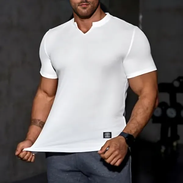 Men's Stylish V-neck Tight Sports Shirt - Ootdcowboys.com 