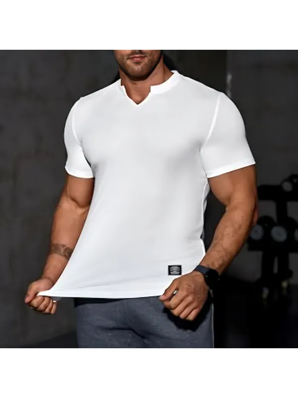 Men's Stylish V-neck Tight Sports Shirt - Ootdmw.com 