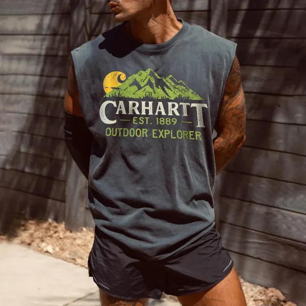 Landscape Lettering Print Vest - Ootdyouth.com 
