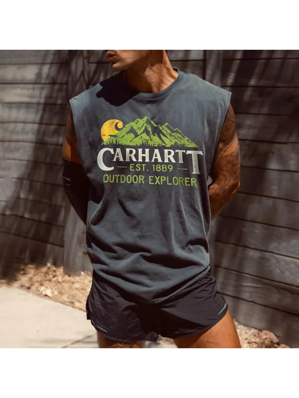 Landscape Lettering Print Vest - Ootdmw.com 