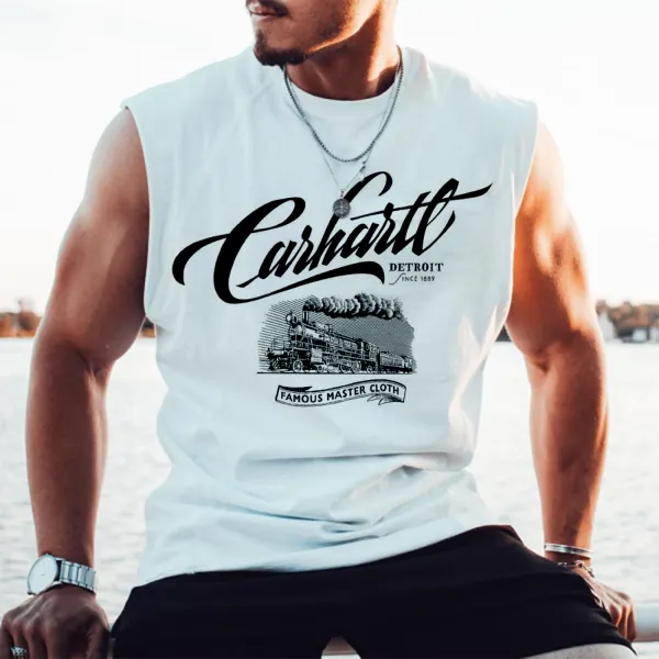 Retro Landscape Lettering Printed Vest - Spiretime.com 