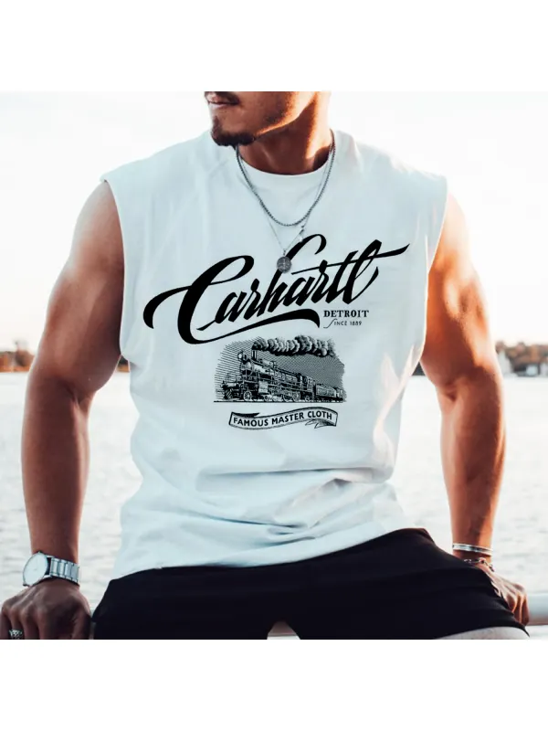 Retro Landscape Lettering Printed Vest - Ootdmw.com 