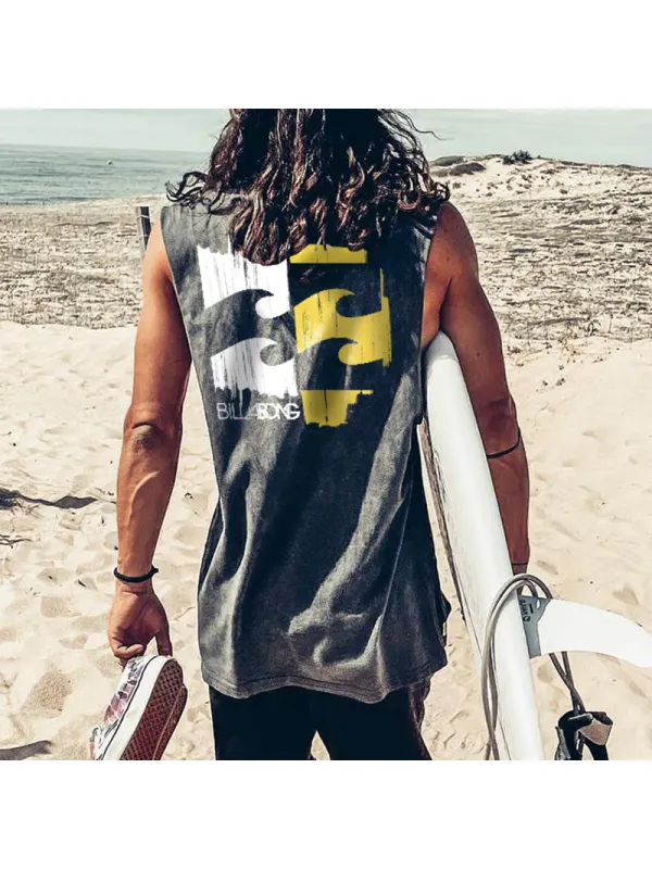 Men's Printed Contrast Loose Vest - Ootdmw.com 