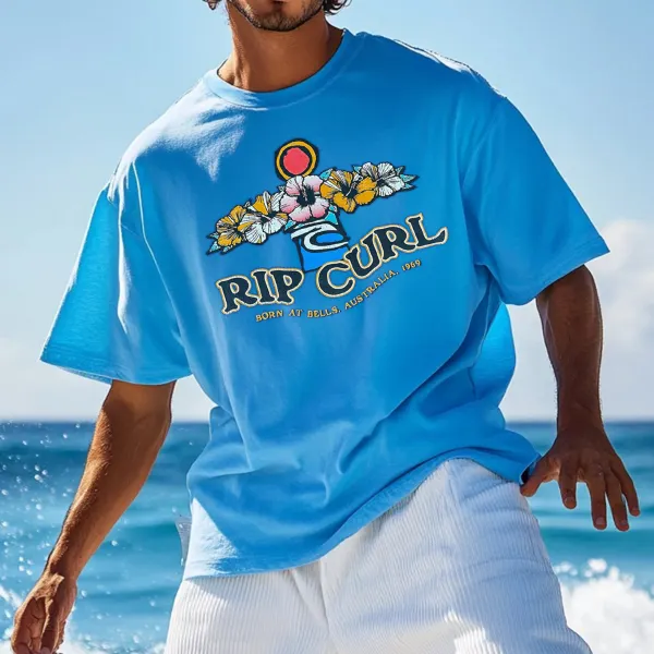 Unisex Surf Tee Oversized Vintage Casual Tee - Zivinfo.com 
