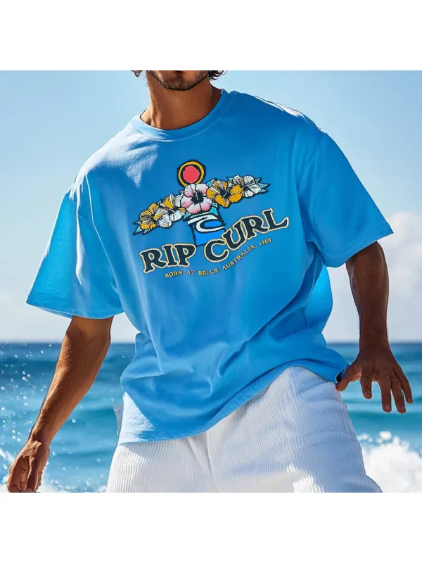 Unisex Surf Tee Oversized Vintage Casual Tee - Anrider.com 