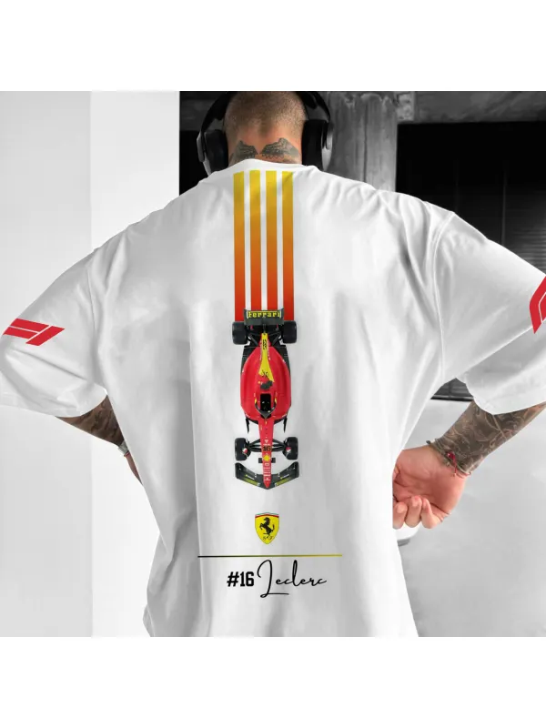 Unisex Logo Racing Print Oversized T-shirt - Ootdmw.com 