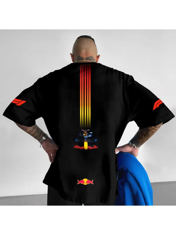 Unisex Logo Racing Print Oversized T-shirt - Ootdmw.com 