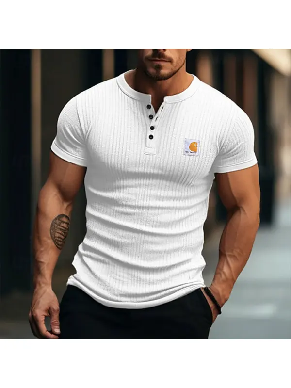 Men's Casual Henley T-Shirt - Perfect For Summer And Everyday Wear - Ootdmw.com 