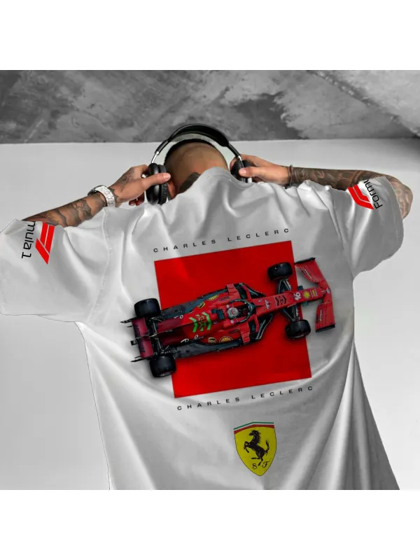 Unisex Logo Racing Print Oversized T-shirt - Ootdmw.com 