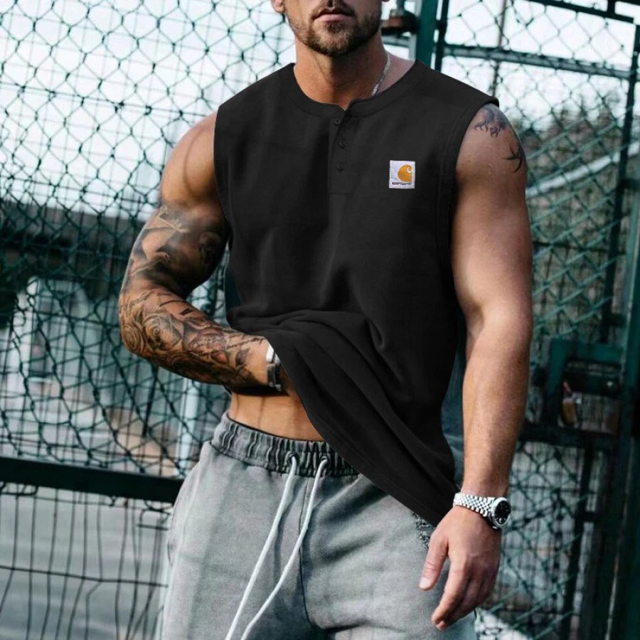 

Carhartt Men's Sleeveless Henley Tank Top - Perfect For Fitness And Casual Wear