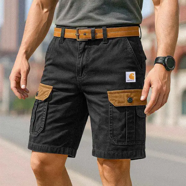 Men's Cargo Shorts Vintage Multi-Pocket Color Block Workwear Surfing Boardshorts - Zivinfo.com 