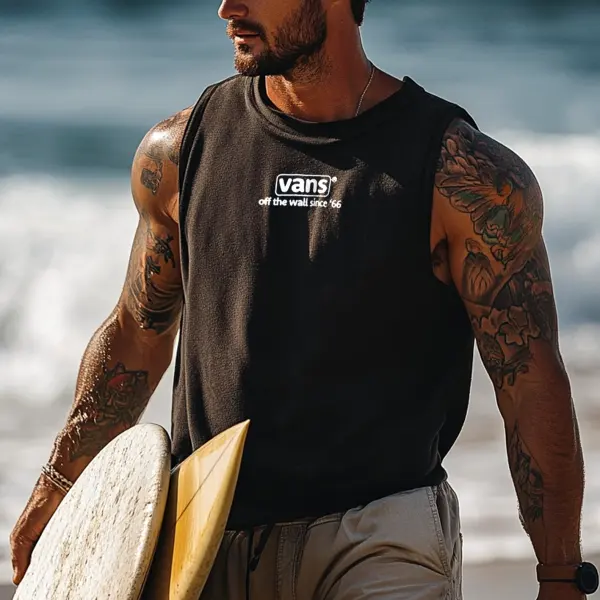 Men's Vintage Crew Neck Sleeveless Tank Top - Zivinfo.com 