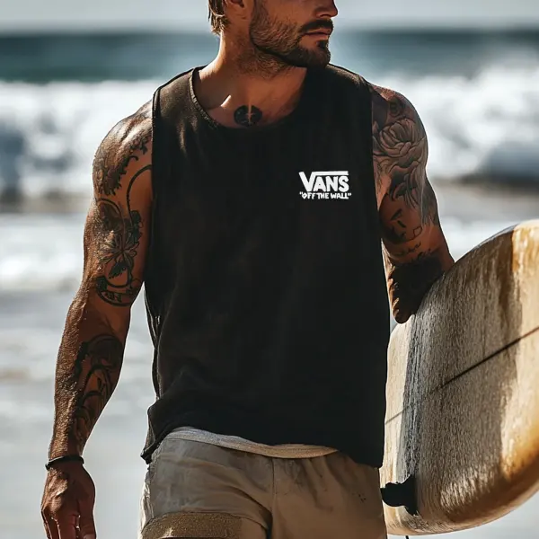 Men's Vintage Crew Neck Sleeveless Tank Top - Zivinfo.com 