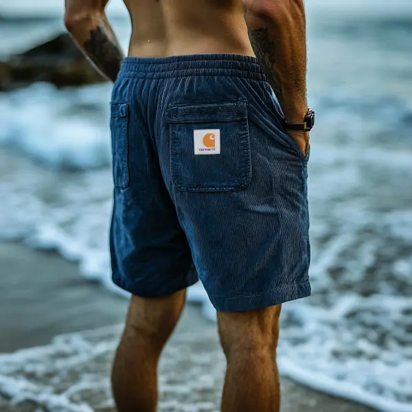 Mens Casual Summer Beach Logo Surf Corduroy Shorts - Zivinfo.com 