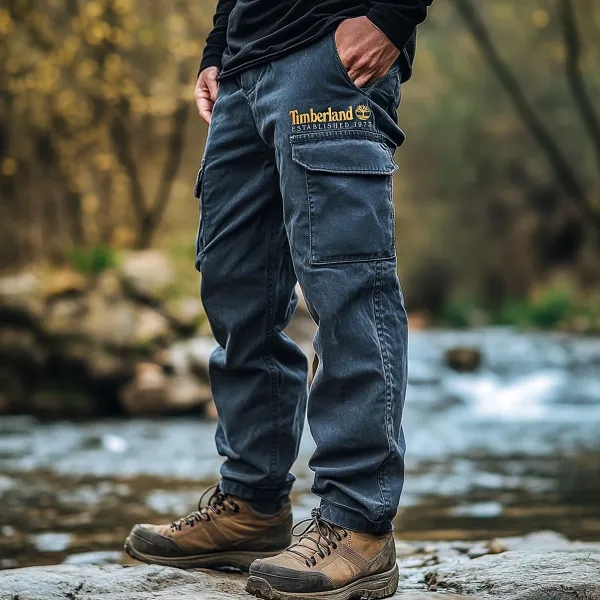 Retro Outdoor Men's Casual Pants Overalls Multifunctional Trousers Cotton Wear-resistant Workwear Denim Pants - Zivinfo.com 