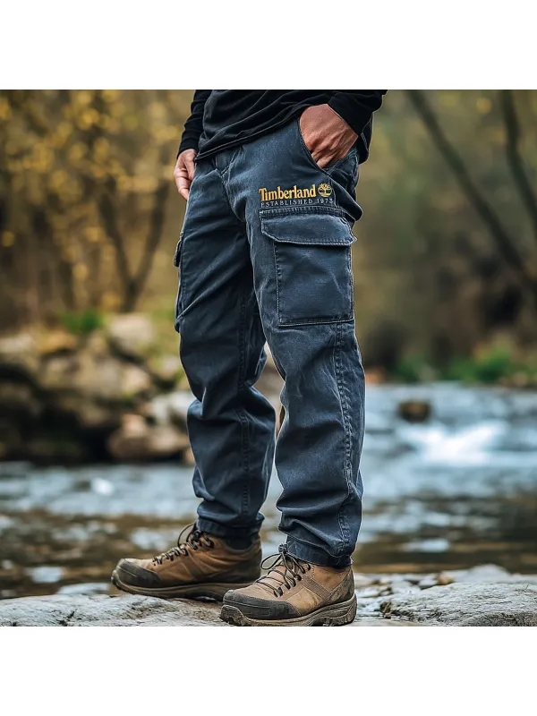 Retro Outdoor Men's Casual Pants Overalls Multifunctional Trousers Cotton Wear-resistant Workwear Denim Pants - Ootdmw.com 