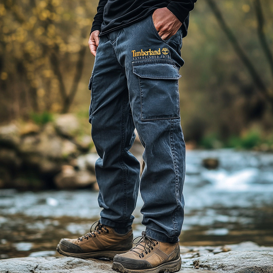 

Retro Outdoor Men's Casual Pants Overalls Multifunctional Trousers Cotton Wear-resistant Workwear Denim Pants