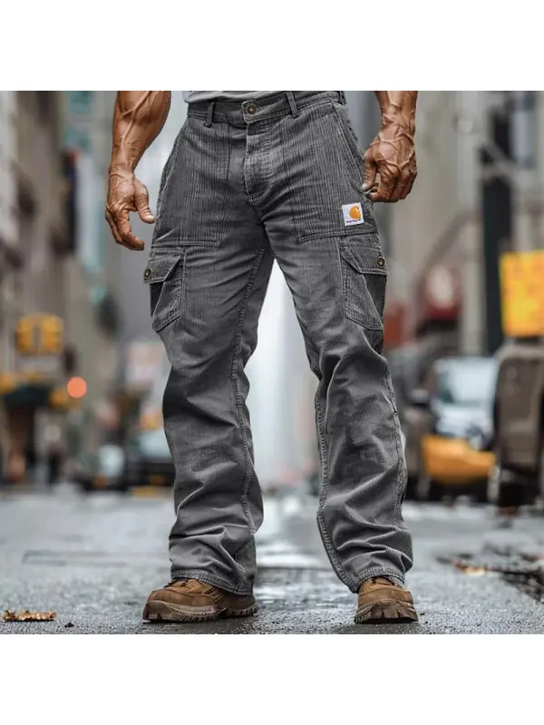Men's Corduroy Cargo Pants With Multi-Pockets For Urban Exploration - Ootdmw.com 