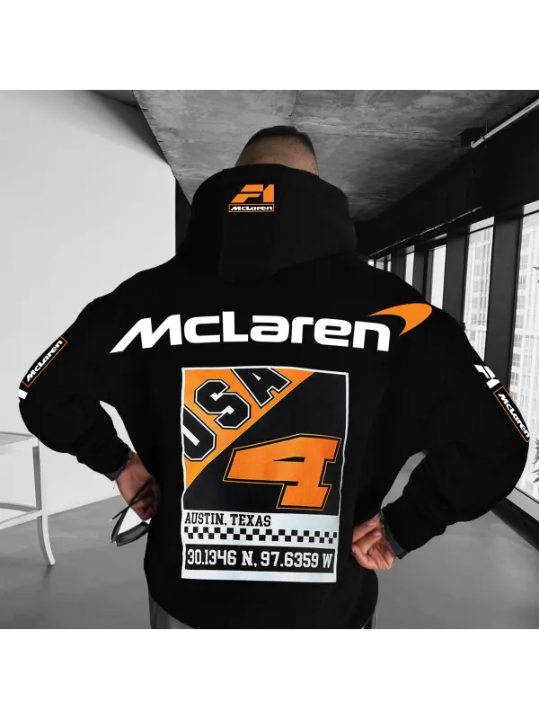 Oversize File Racing Graphic Print Hoodie - Anrider.com 