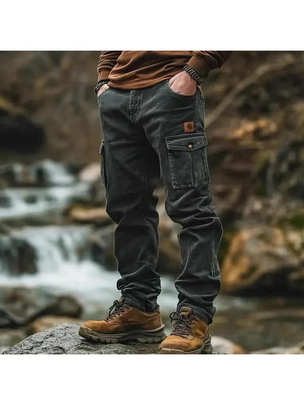 Retro Outdoor Men's Casual Pants Overalls Multifunctional Trousers Cotton Wear-resistant Workwear Denim Pants - Ootdmw.com 