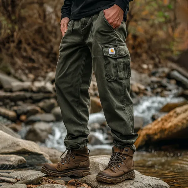 Retro Outdoor Men's Casual Pants Overalls Multifunctional Trousers Cotton Wear-resistant Work Trousers - Zivinfo.com 