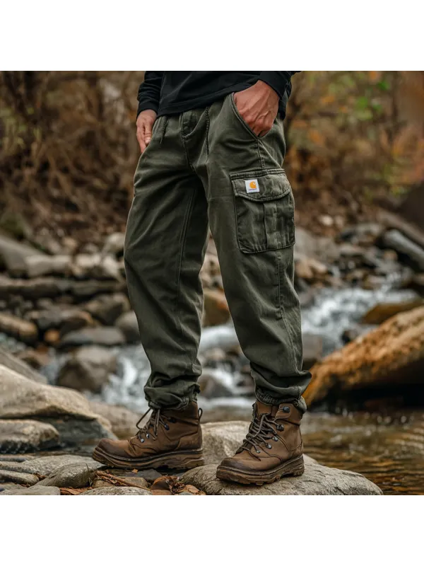 Retro Outdoor Men's Casual Pants Overalls Multifunctional Trousers Cotton Wear-resistant Work Trousers - Ootdmw.com 