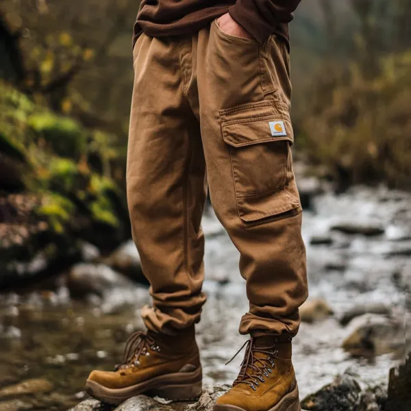 Retro Outdoor Men's Casual Pants Overalls Multifunctional Trousers Cotton Wear-resistant Work Trousers - Zivinfo.com 