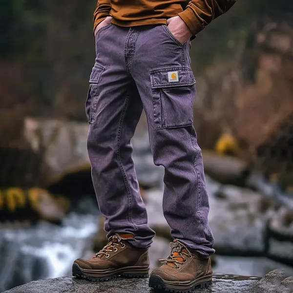 Vintage Outdoor Men's Casual Pants Overalls Multifunctional Trousers Washed Jeans Trousers - Ootdcowboys.com 